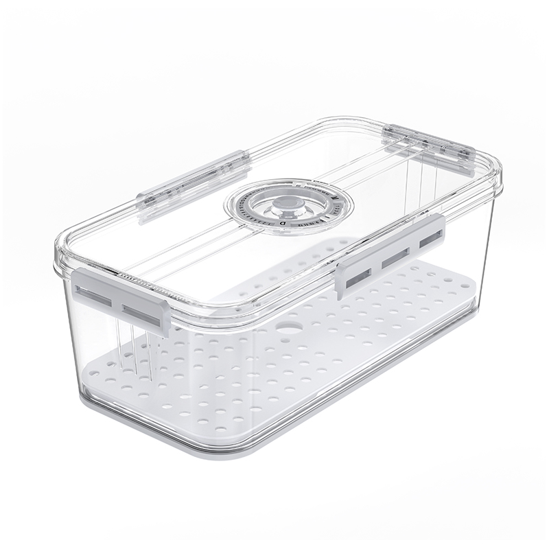 Caja de almacenamiento apilable media de la comida del refrigerador del ANIMAL DOMÉSTICO con el tablero de drenaje