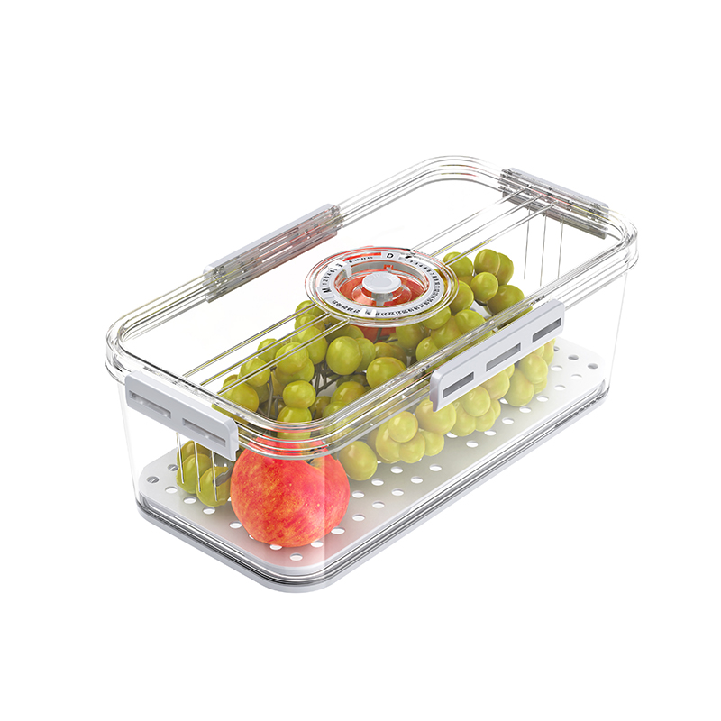 Caja de almacenamiento apilable media de la comida del refrigerador del ANIMAL DOMÉSTICO con el tablero de drenaje