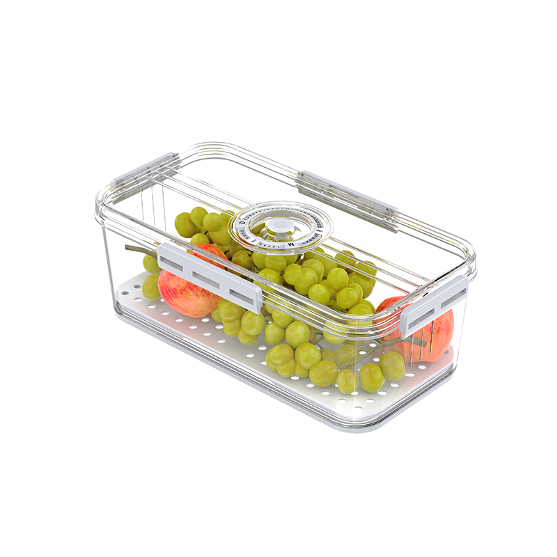 Caja de almacenamiento apilable media de la comida del refrigerador del ANIMAL DOMÉSTICO con el tablero de drenaje